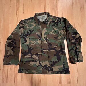 American Apparel Inc Woodland Camo BDU Military US Combat Jacket Shirt LG Reg